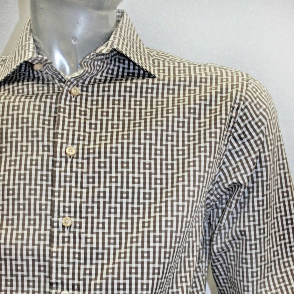 Men's Rufus Brown | White Long Sleeve Button Down Shirt